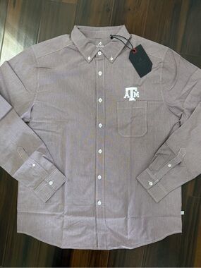 Antigua University of Texas A & M Gingham Button Down Dress Shirt